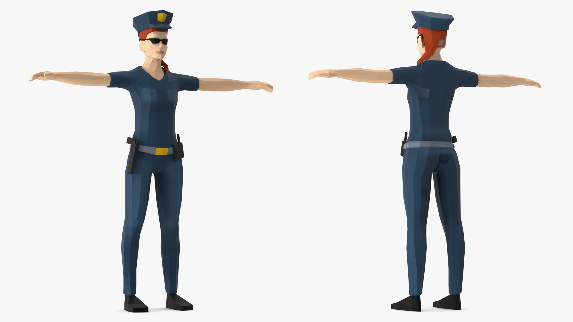 3D Policewoman Low Poly Rigged for Maya