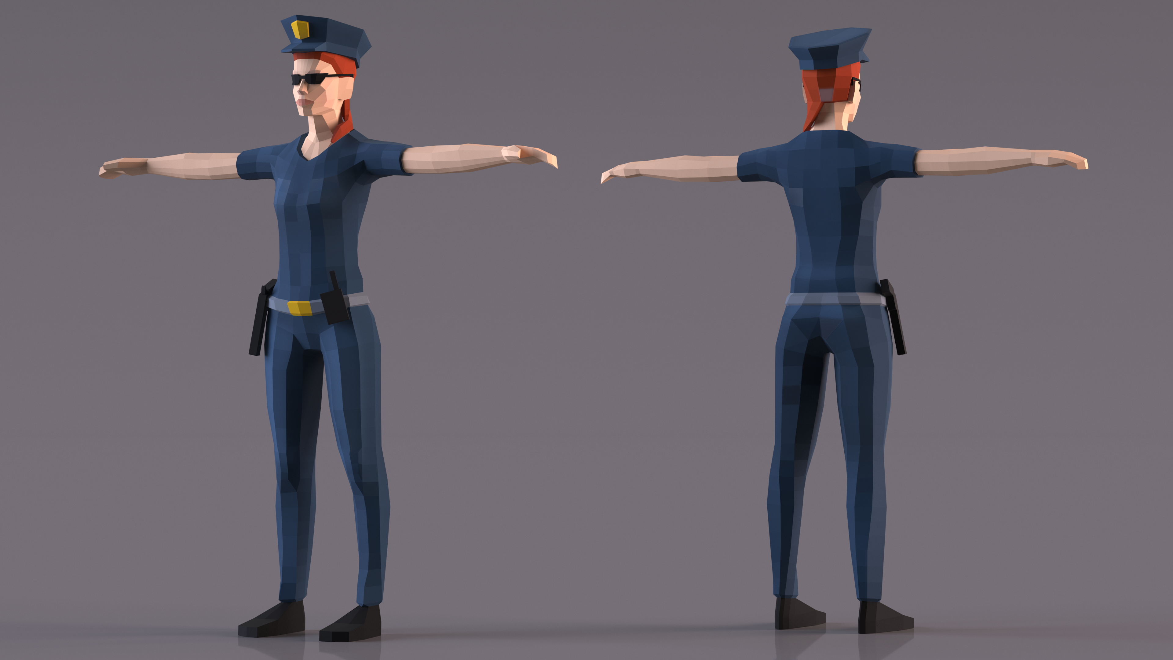 3D Policewoman Low Poly Rigged for Maya