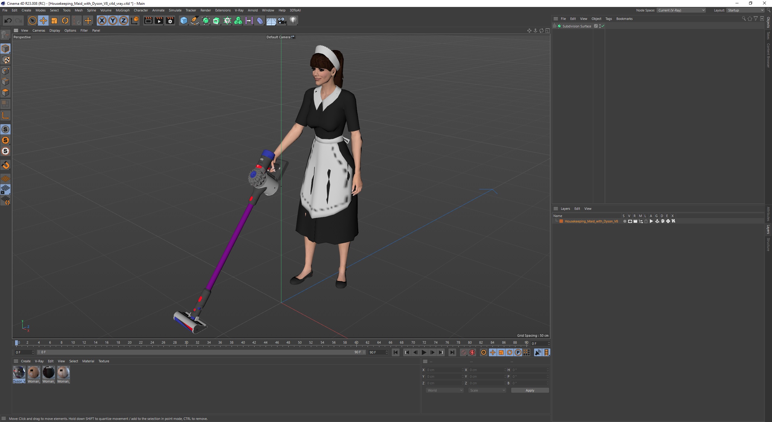 3D Housekeeping Maid with Dyson V8