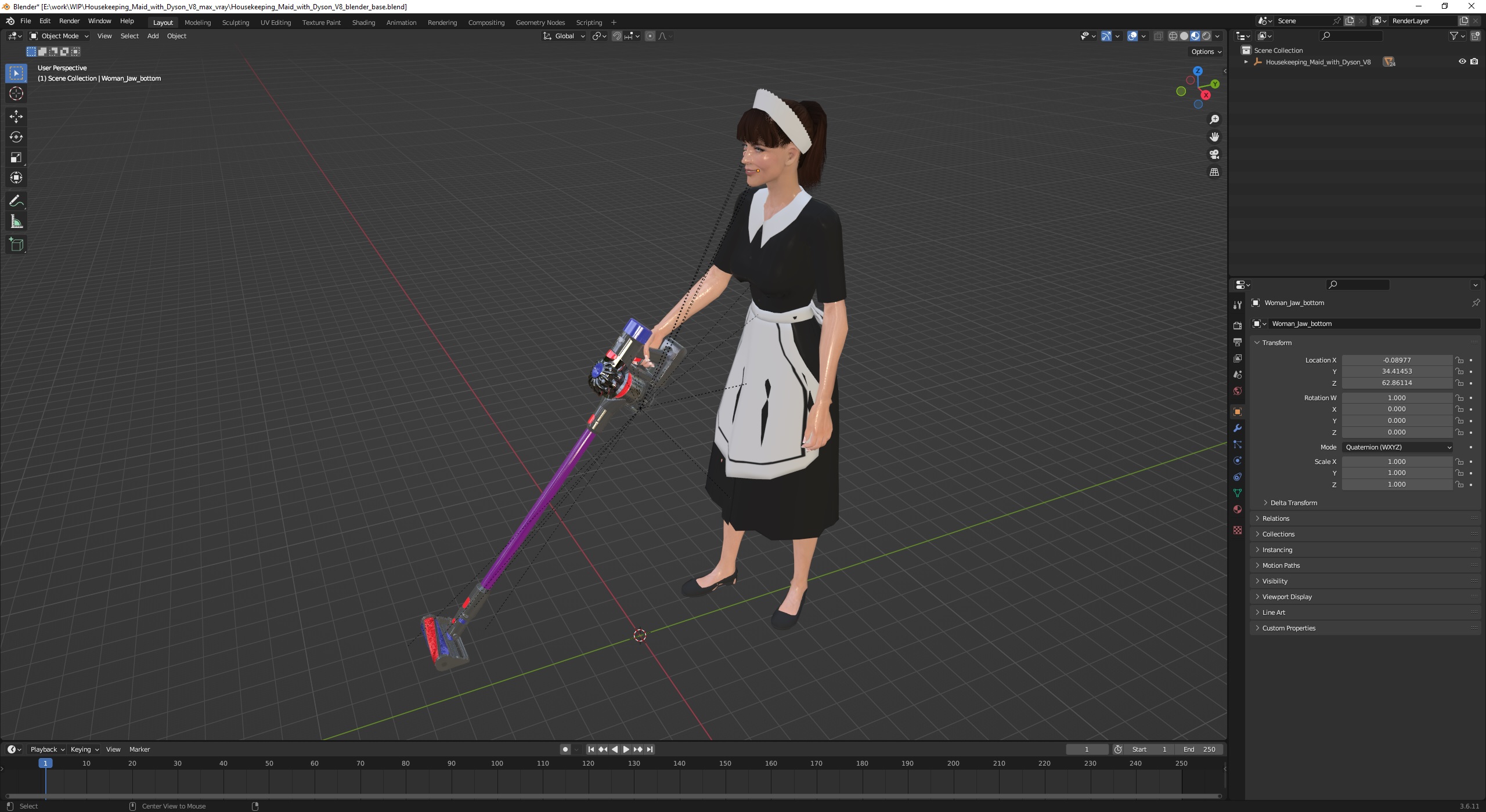 3D Housekeeping Maid with Dyson V8