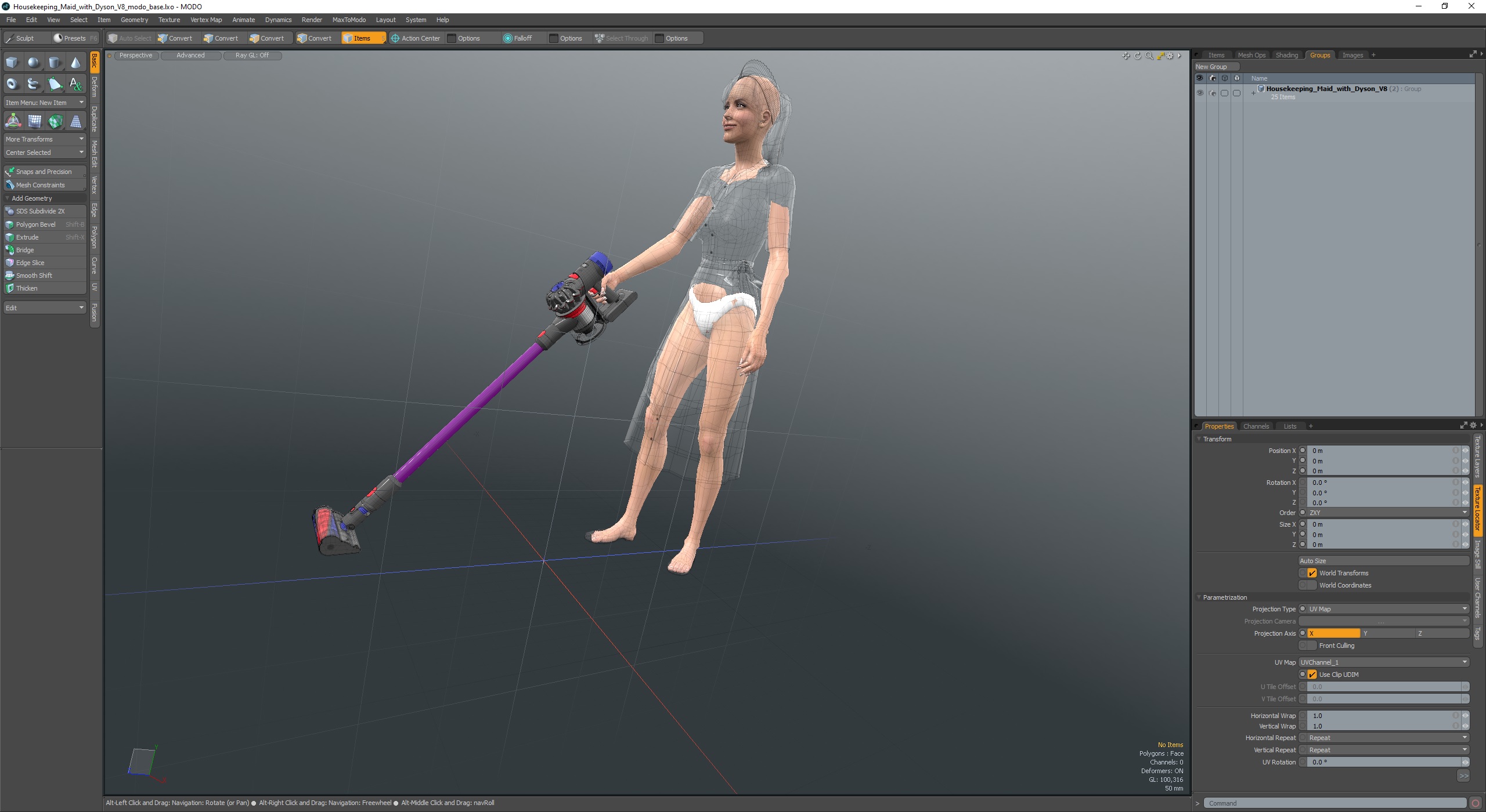3D Housekeeping Maid with Dyson V8