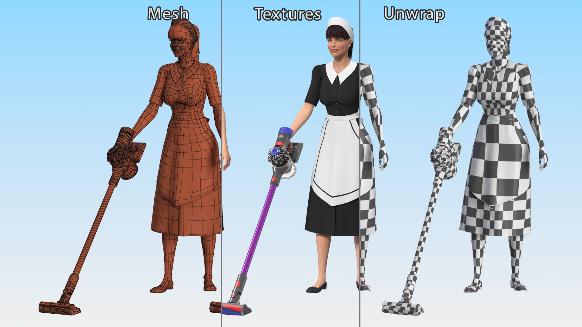 3D Housekeeping Maid with Dyson V8