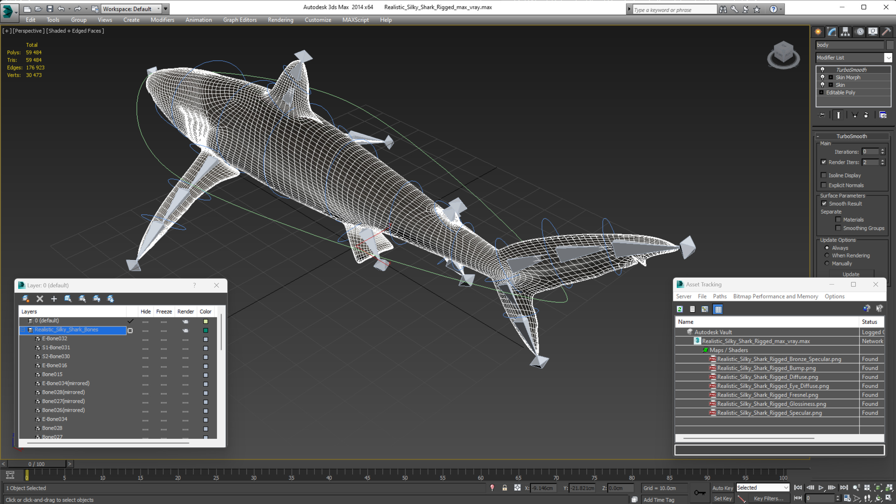 3D Realistic Silky Shark Rigged model