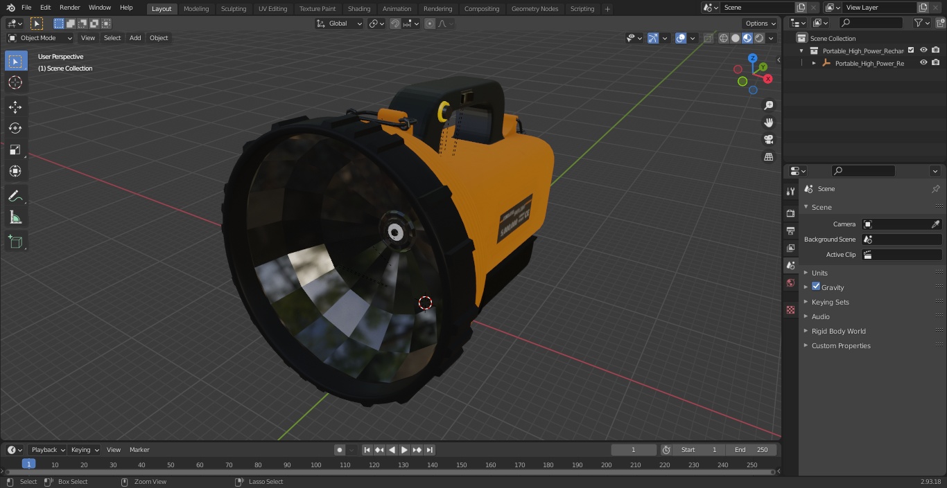 3D Portable High Power Rechargeable LED Searchlight model
