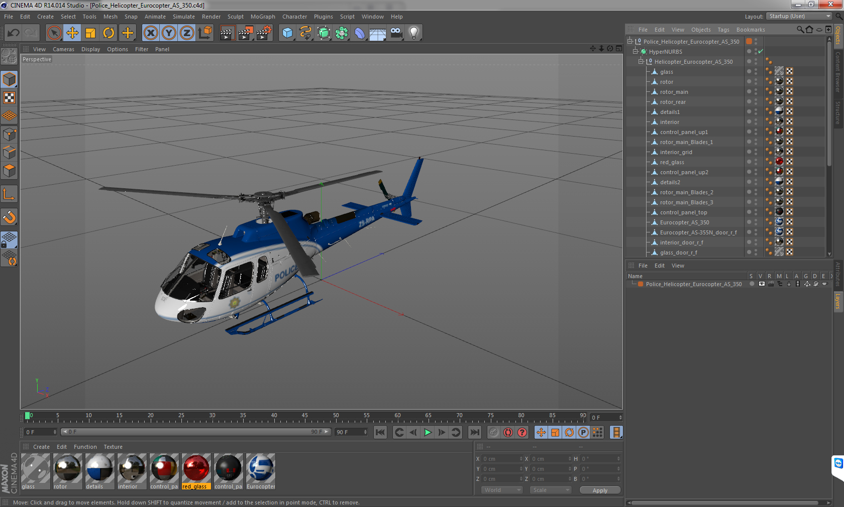 3D model Police Helicopter Eurocopter AS 350