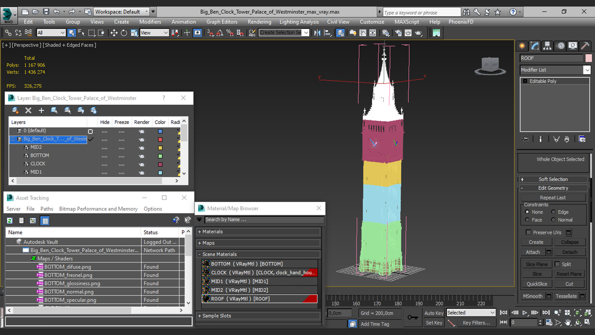 3D Big Ben Clock Tower Palace of Westminster
