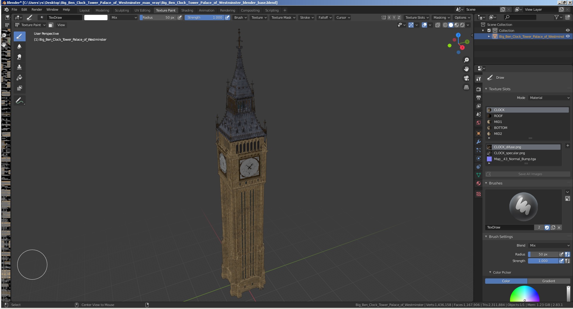 3D Big Ben Clock Tower Palace of Westminster