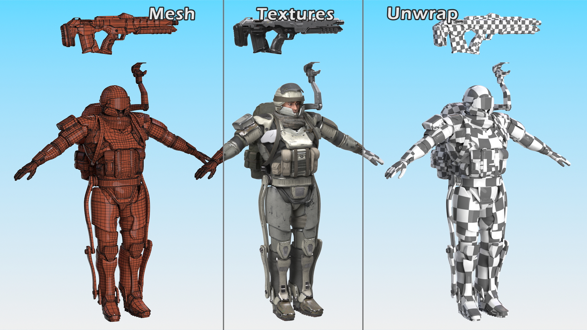 3D model Futuristic Soldier Rigged