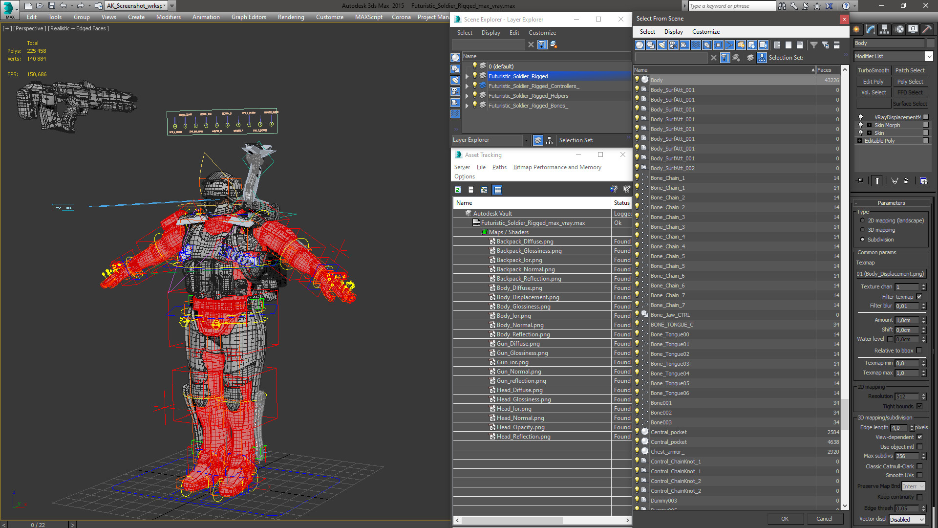 3D model Futuristic Soldier Rigged