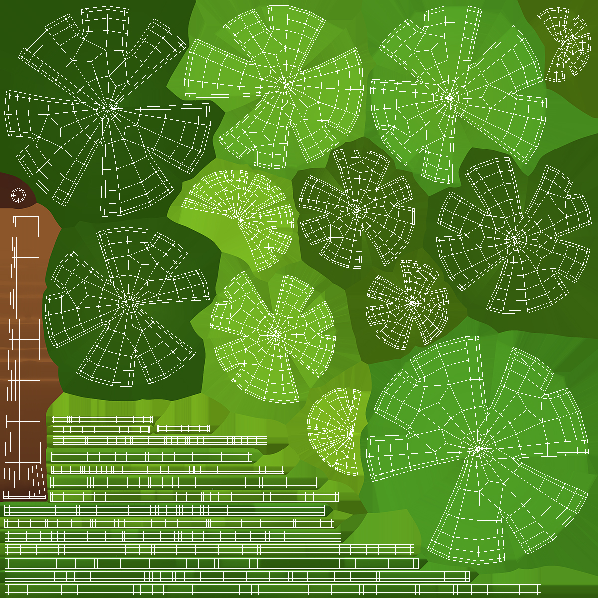 3D Fur Tree Cartoon Style Simple Coloring model