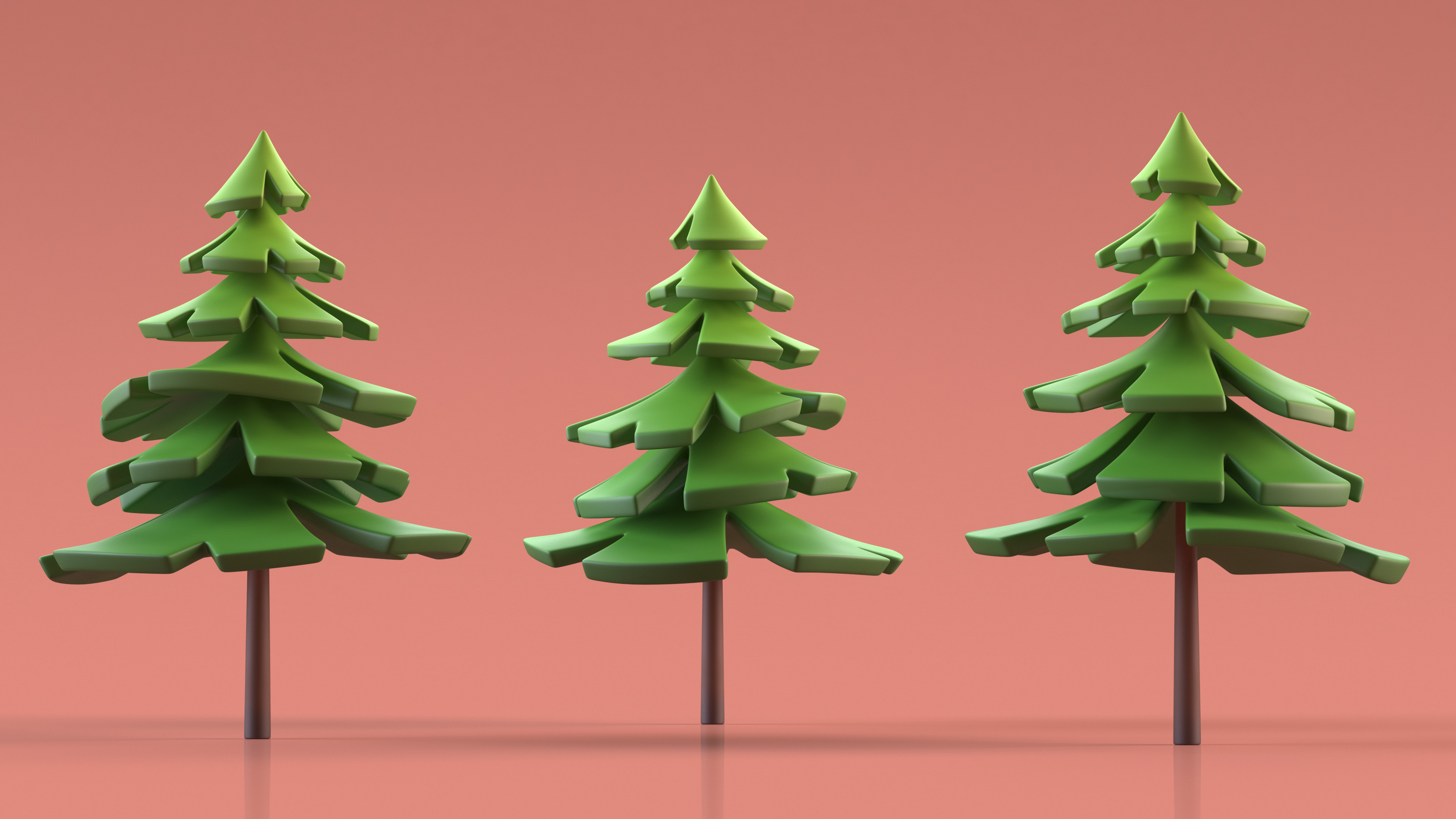 3D Fur Tree Cartoon Style Simple Coloring model