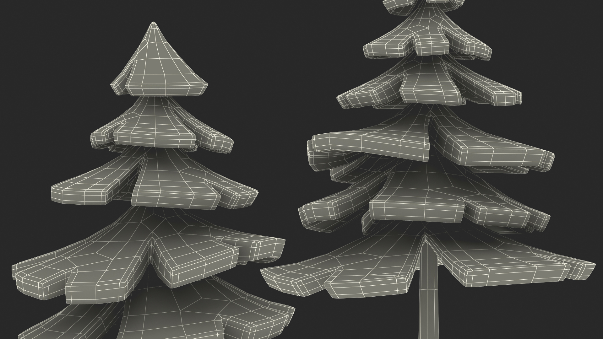 3D Fur Tree Cartoon Style Simple Coloring model