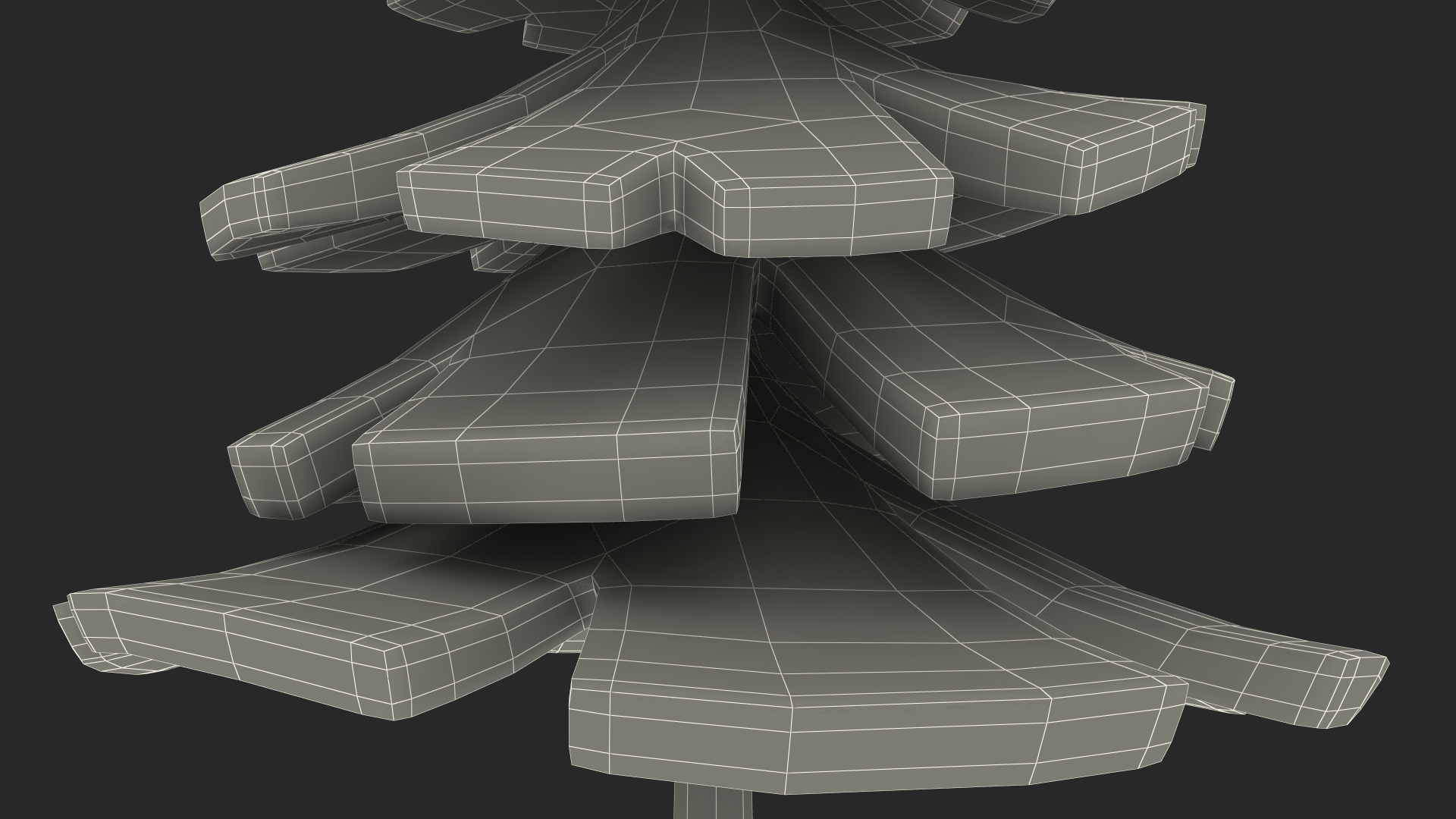 3D Fur Tree Cartoon Style Simple Coloring model