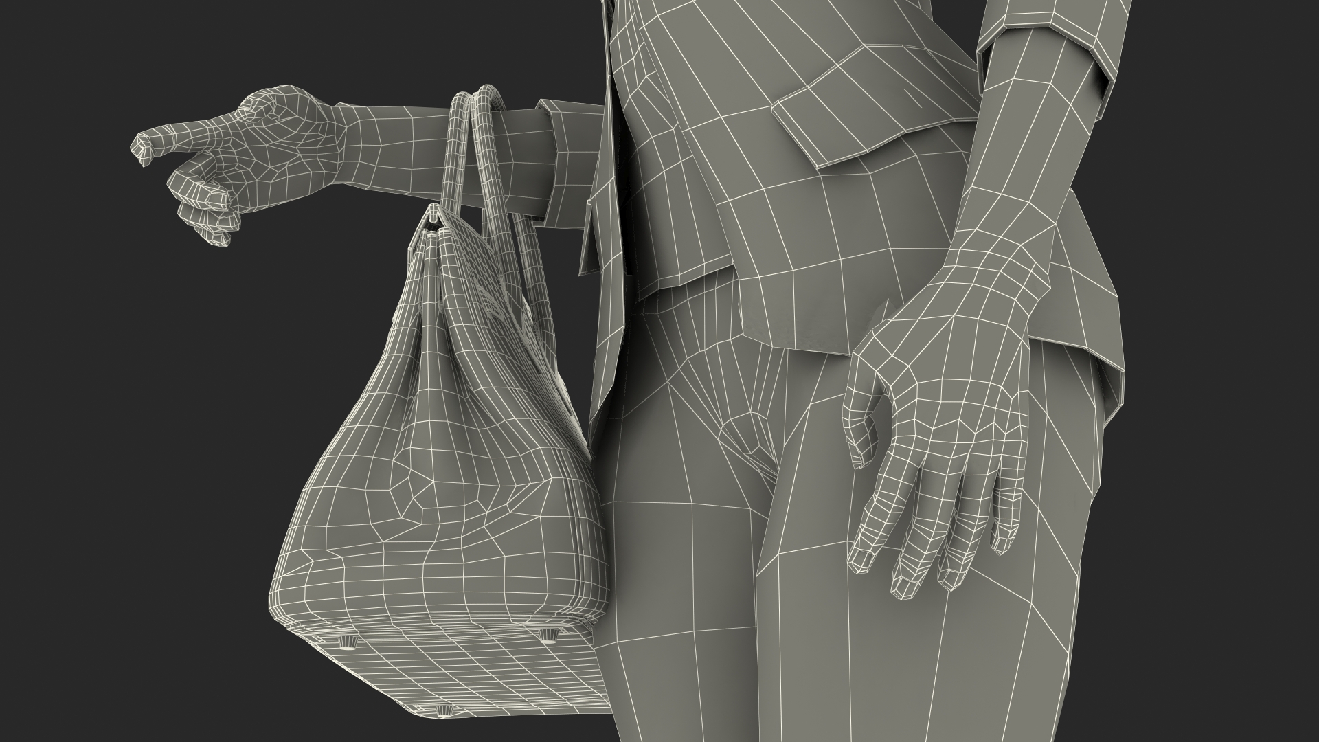 Asian Street Fashion Woman with Hermes Birkin Bag 3D model