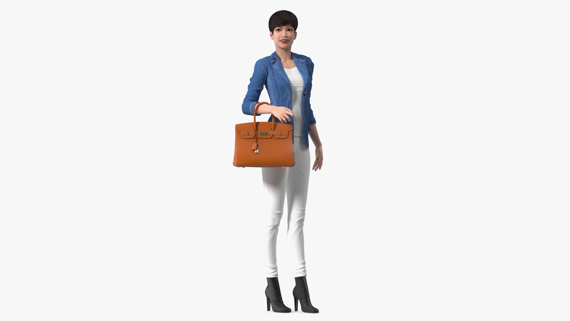 Asian Street Fashion Woman with Hermes Birkin Bag 3D model