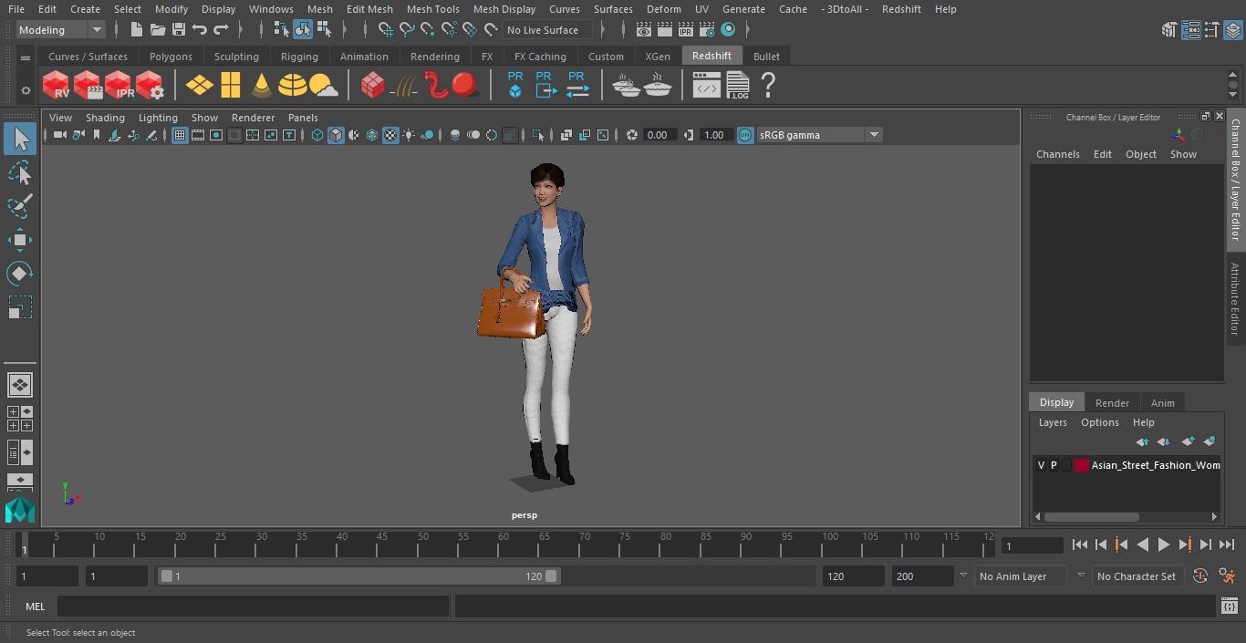 Asian Street Fashion Woman with Hermes Birkin Bag 3D model