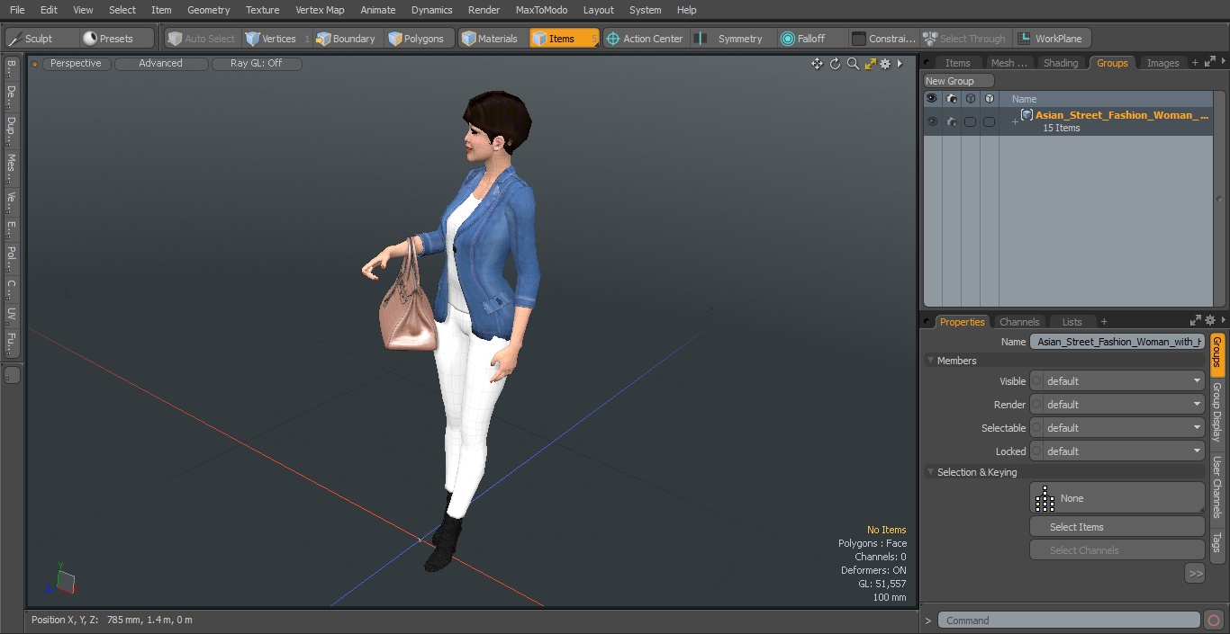 Asian Street Fashion Woman with Hermes Birkin Bag 3D model