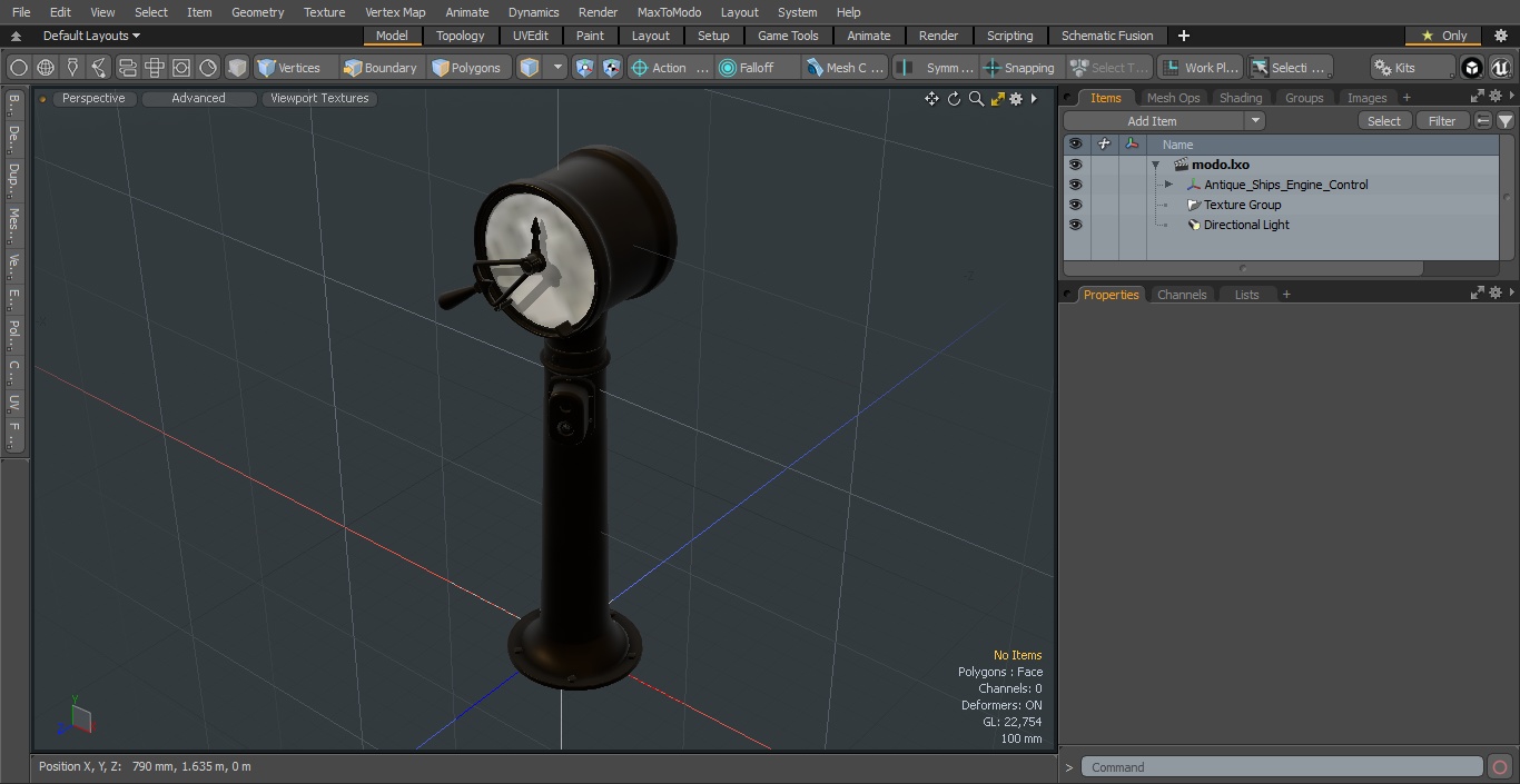 3D Antique Ships Engine Control model