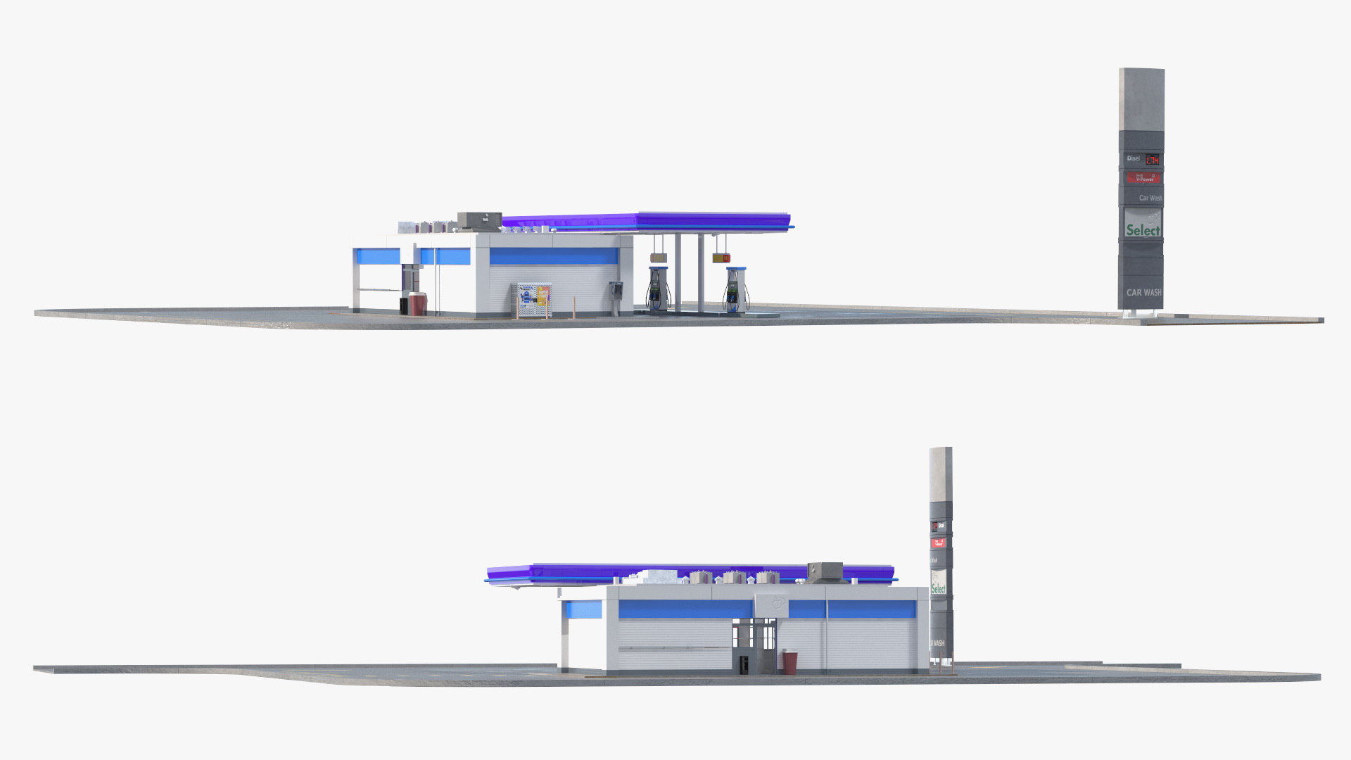 3D model Small Petrol Station Blue