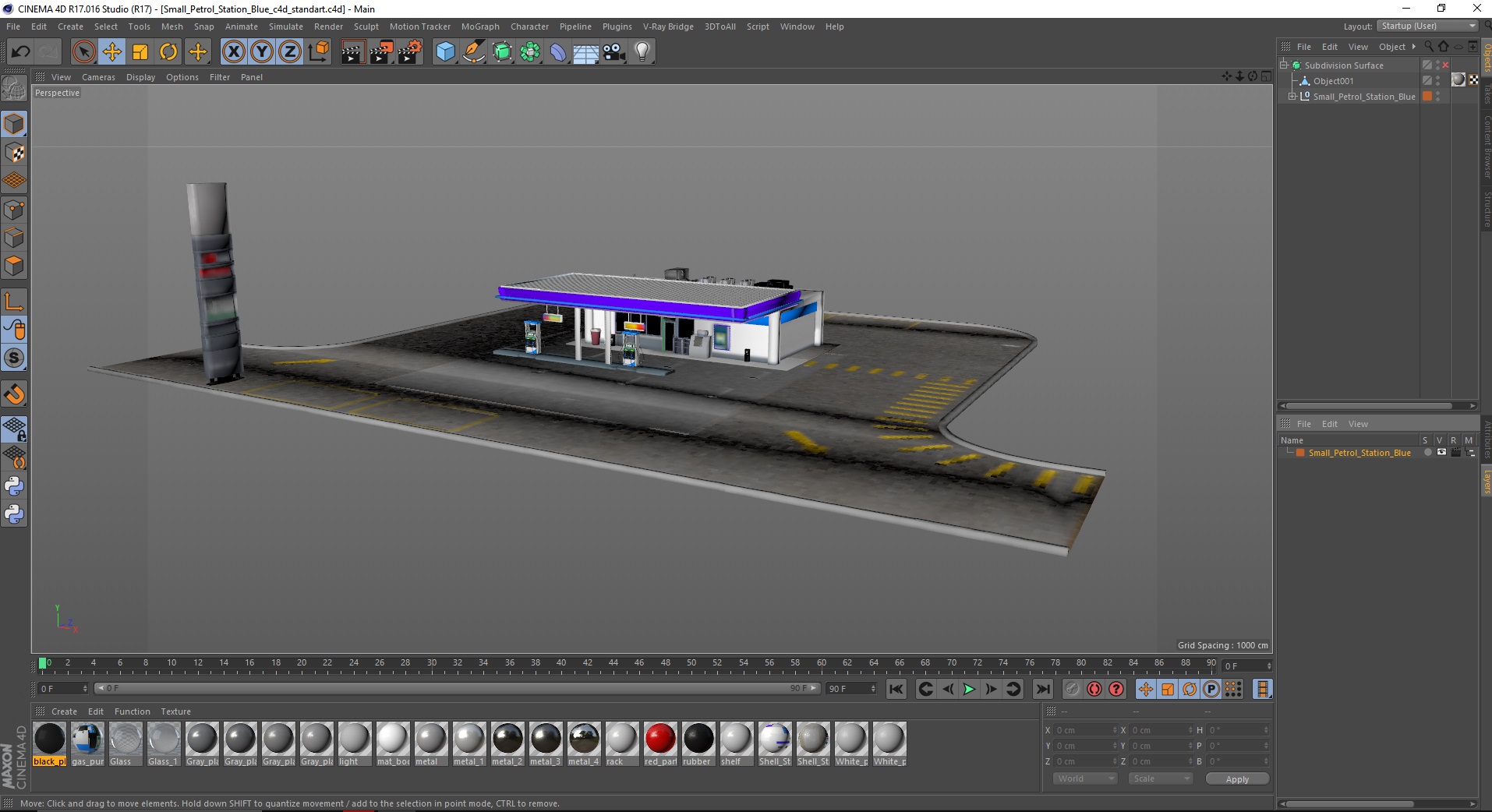 3D model Small Petrol Station Blue