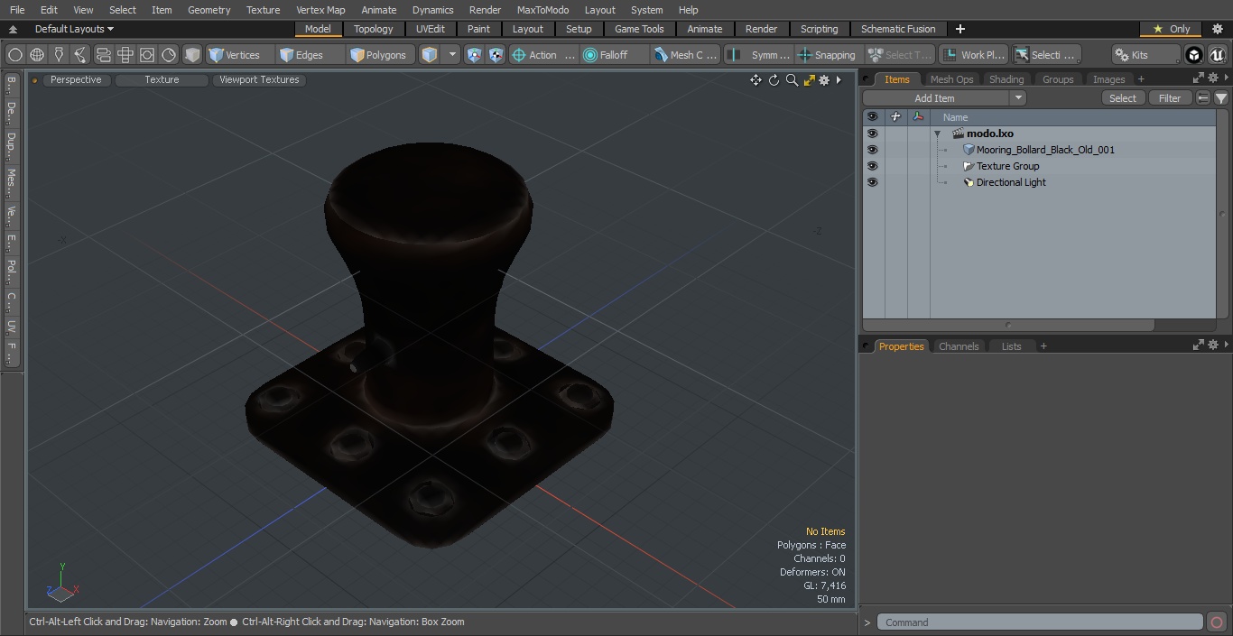 3D model Mooring Bollard Black Old