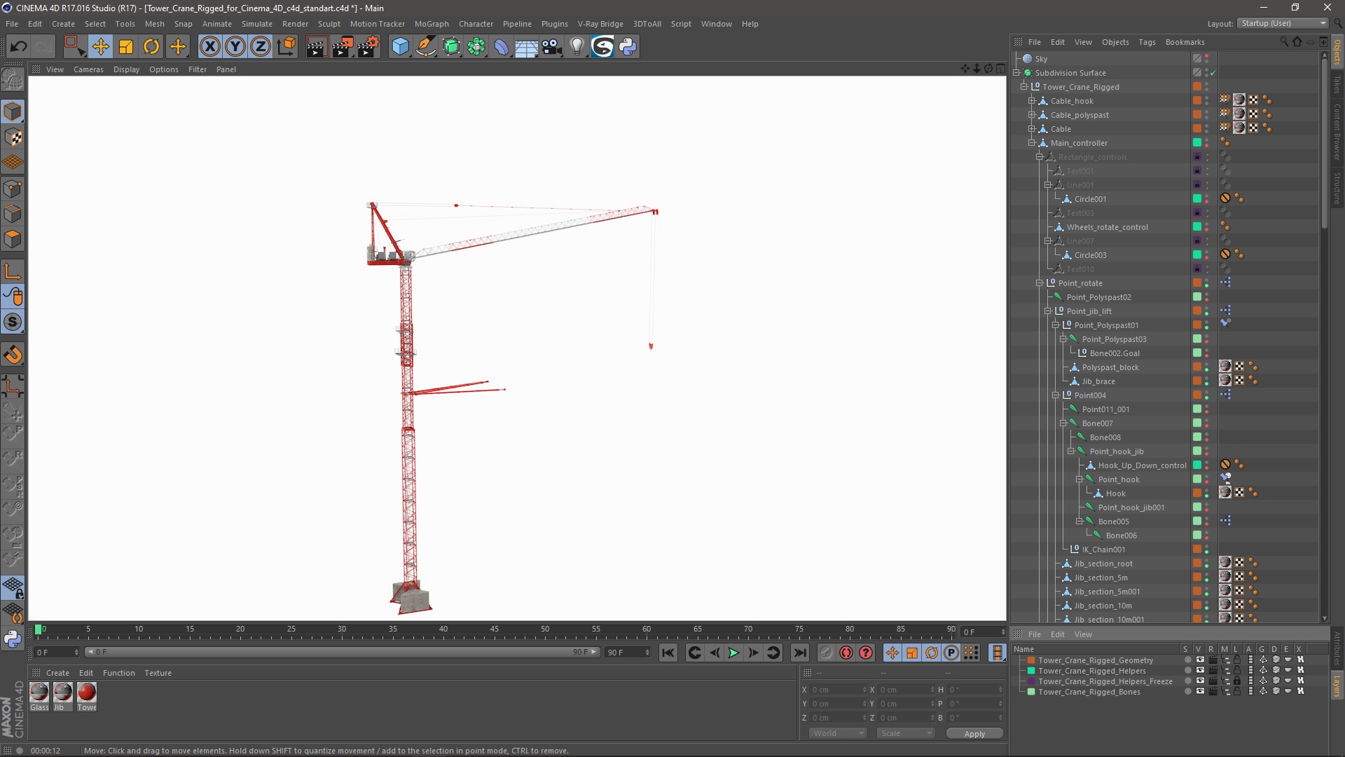 Tower Crane Rigged for Cinema 4D 3D