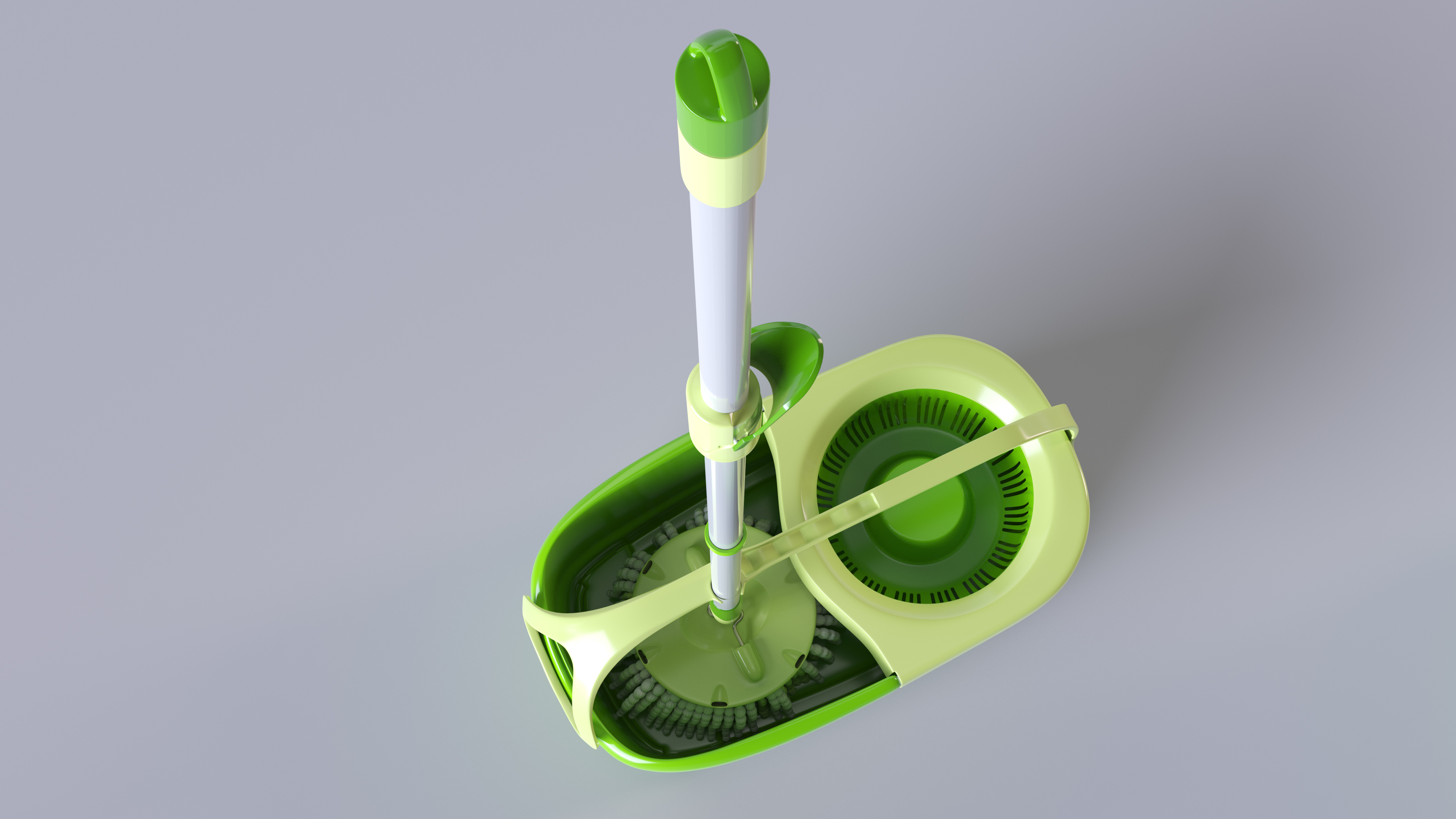 Plastic Bucket with Mop Green 3D model