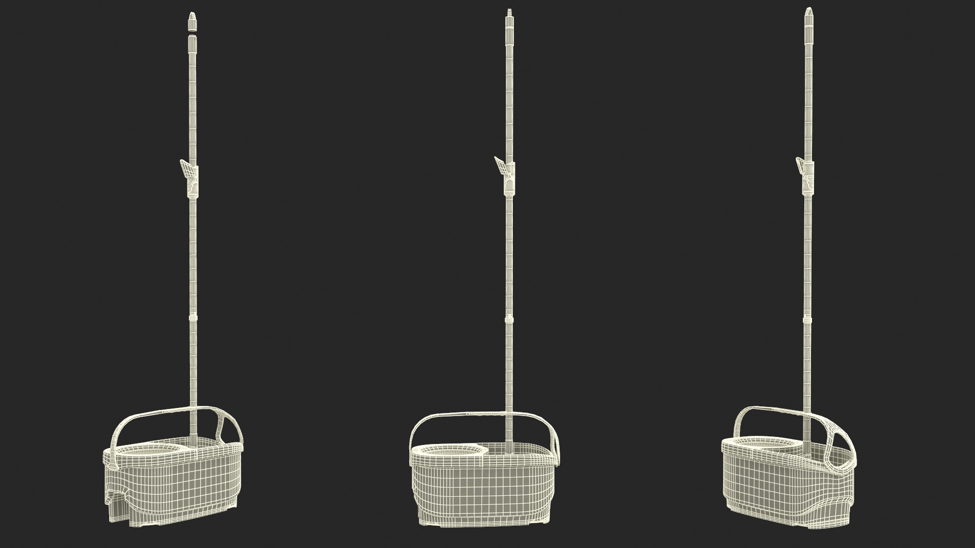 Plastic Bucket with Mop Green 3D model