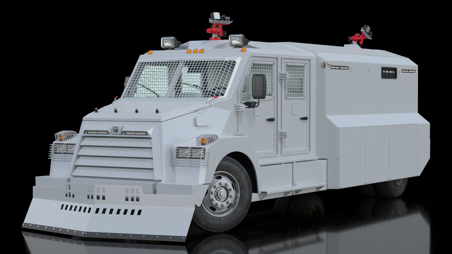 3D Armored Truck for Riot Control White Rigged model