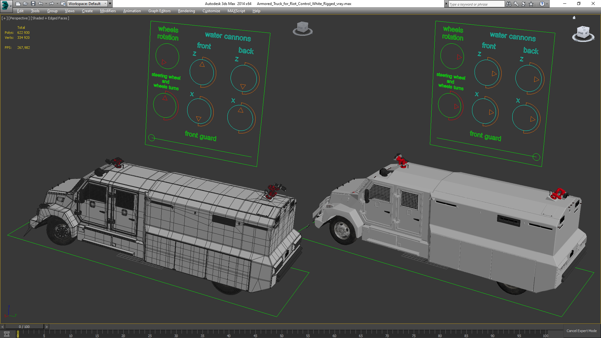 3D Armored Truck for Riot Control White Rigged model