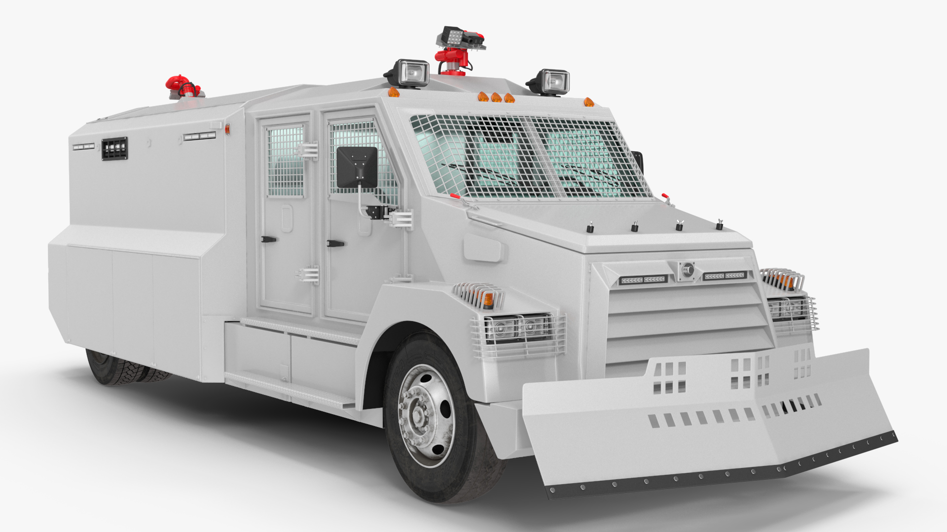 3D Armored Truck for Riot Control White Rigged model