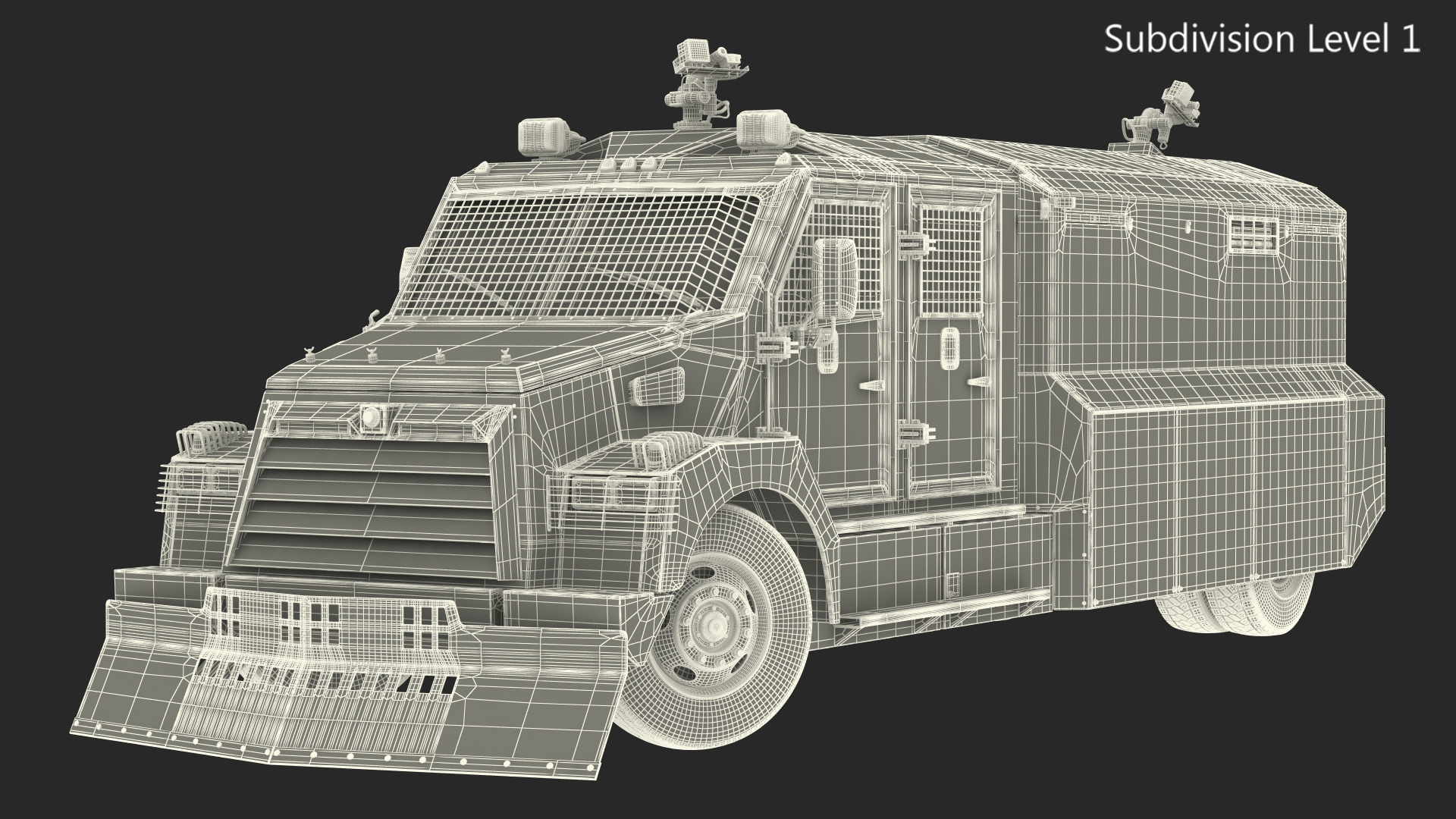 3D Armored Truck for Riot Control White Rigged model