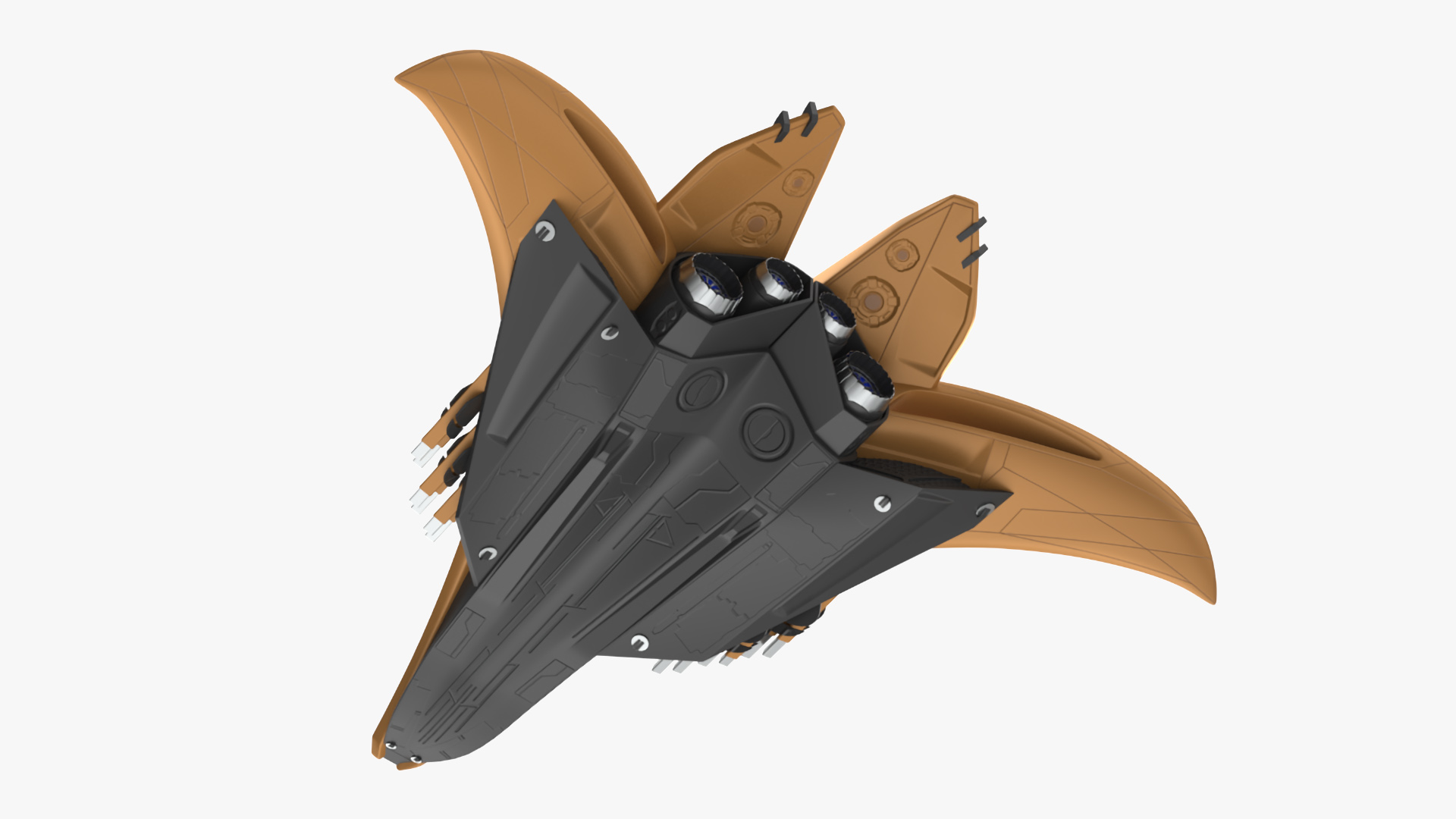 3D model Futuristic Space Fighter Starship Orange
