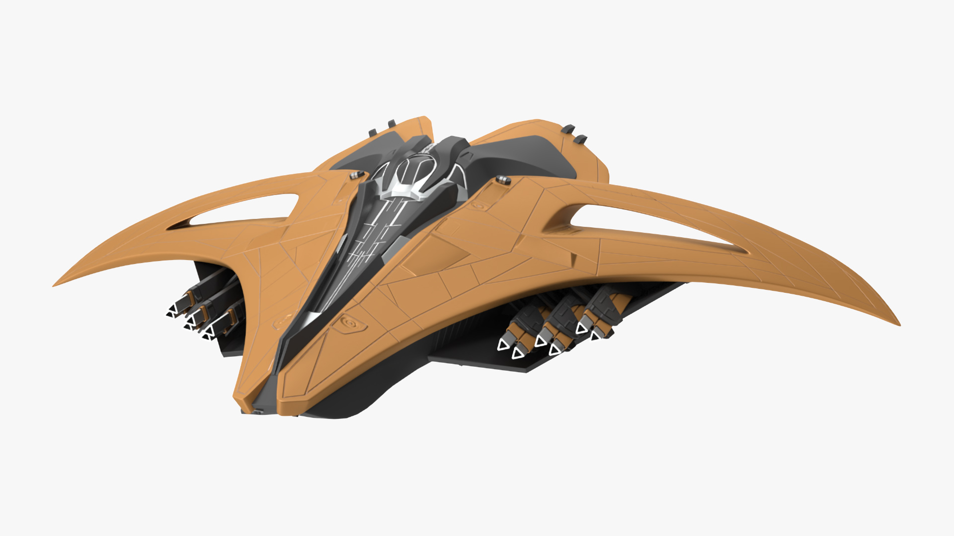 3D model Futuristic Space Fighter Starship Orange