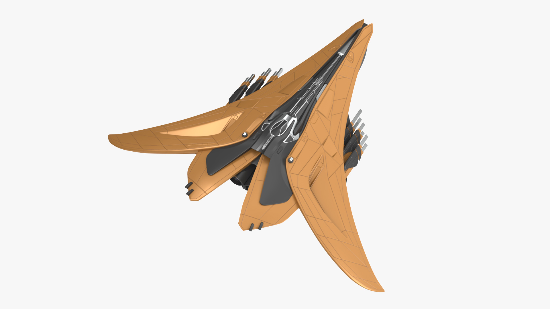 3D model Futuristic Space Fighter Starship Orange