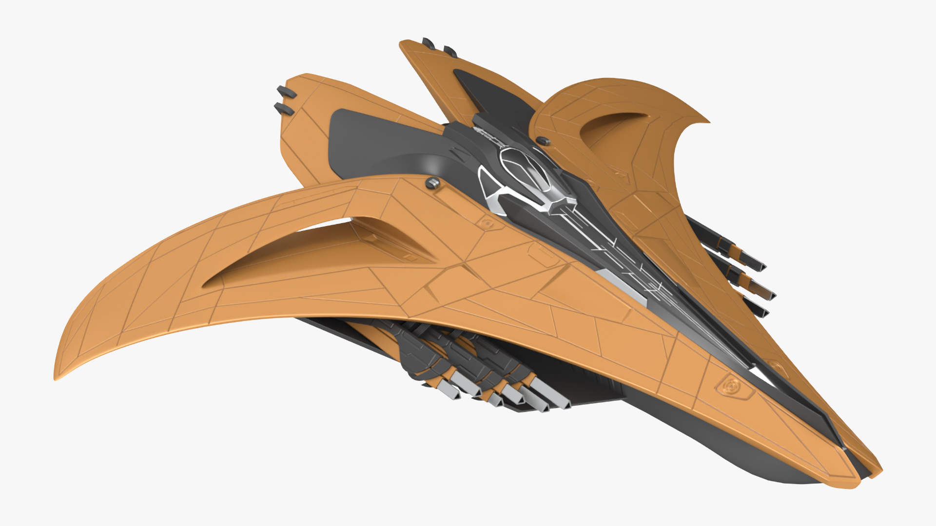 3D model Futuristic Space Fighter Starship Orange