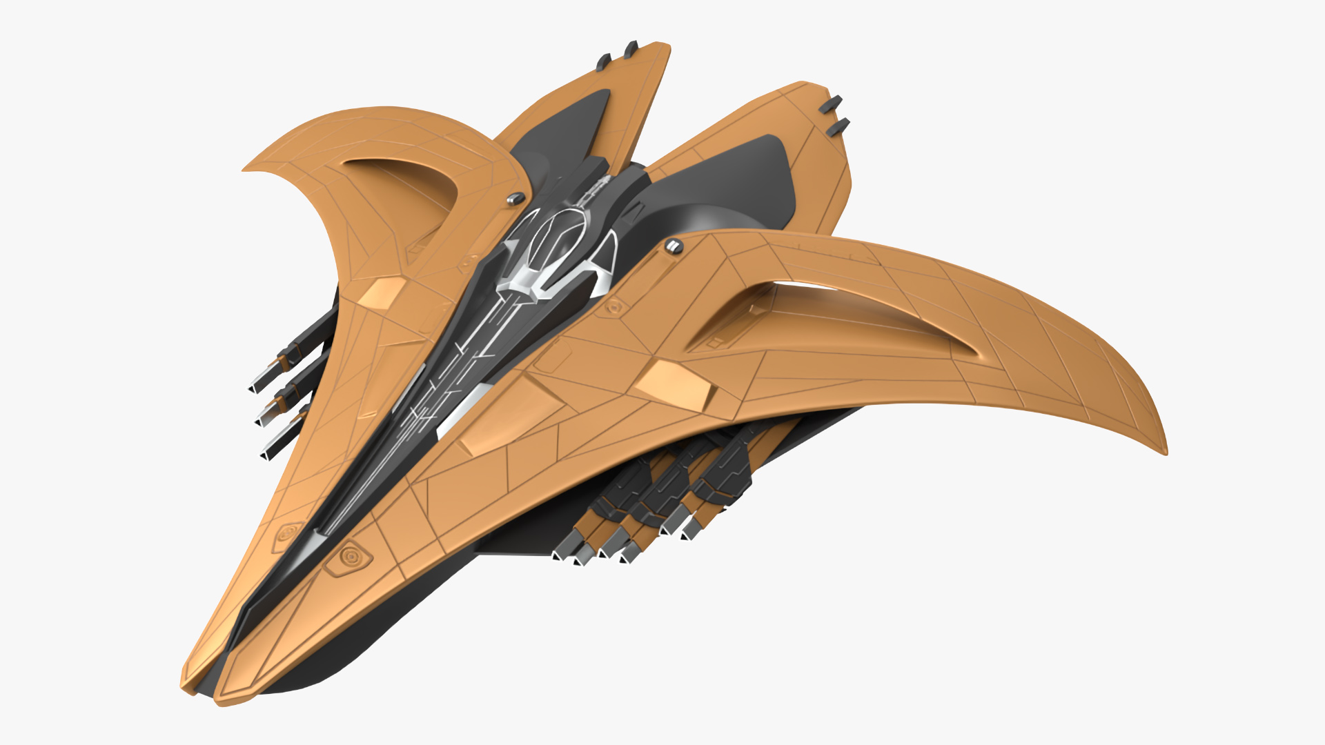 3D model Futuristic Space Fighter Starship Orange