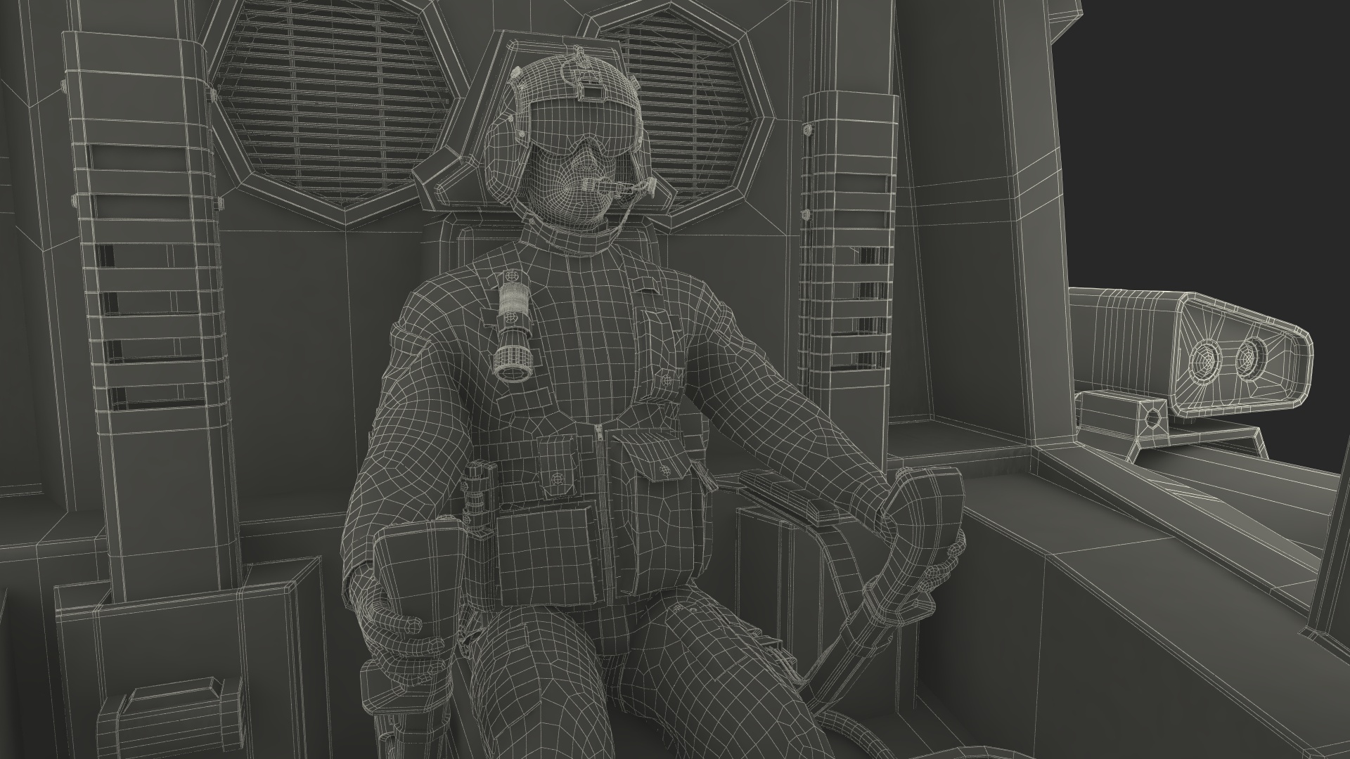 3D Shabby Big Walking Sci-Fi Black Robot with Pilot model