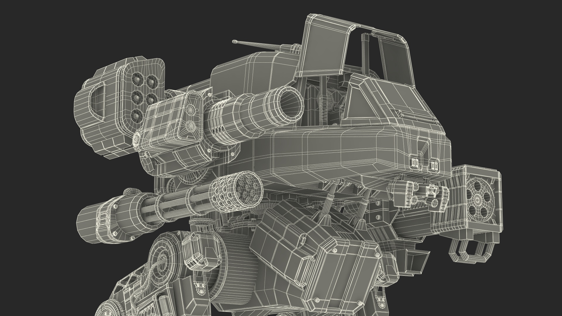 3D Shabby Big Walking Sci-Fi Black Robot with Pilot model