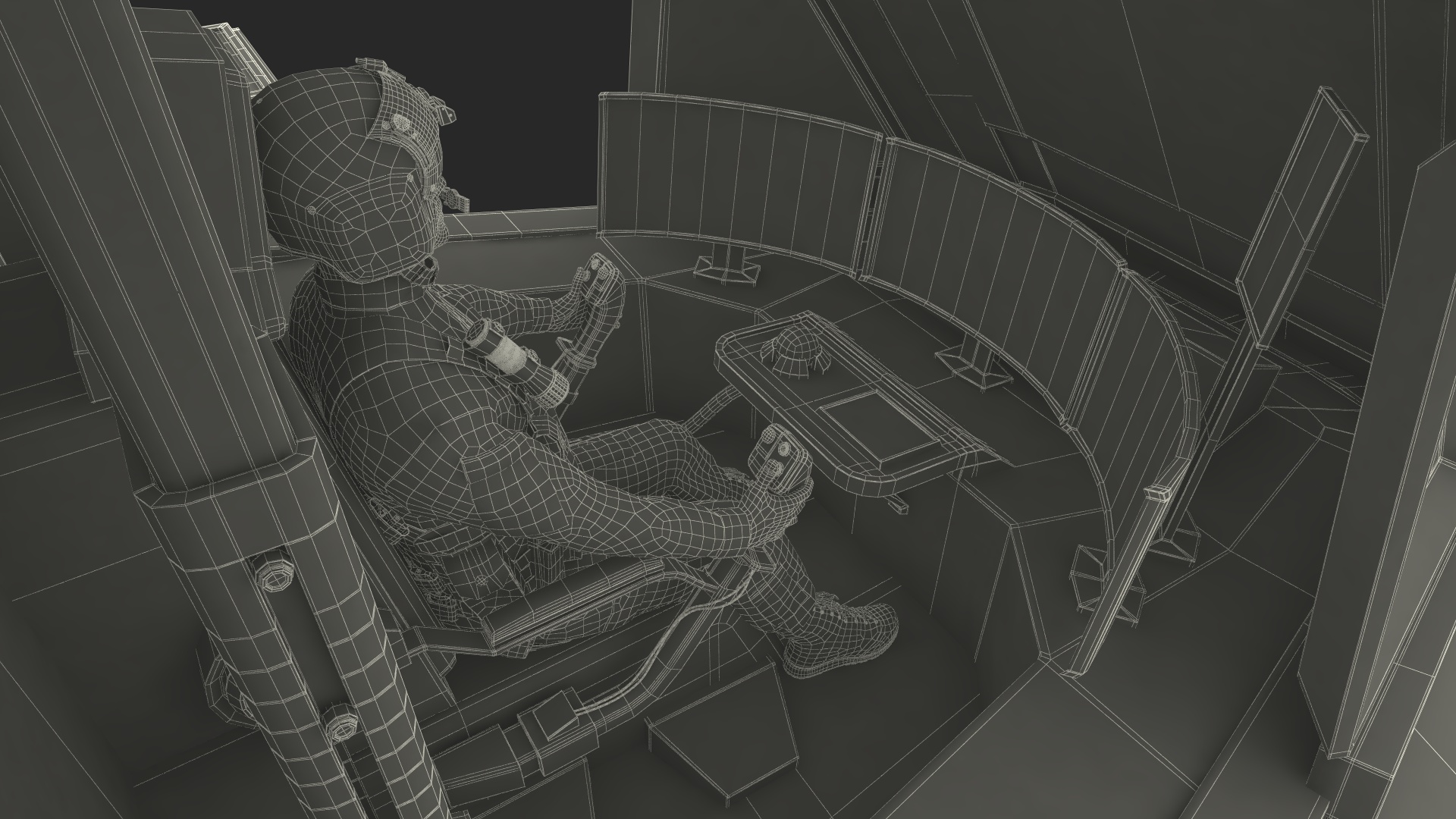 3D Shabby Big Walking Sci-Fi Black Robot with Pilot model