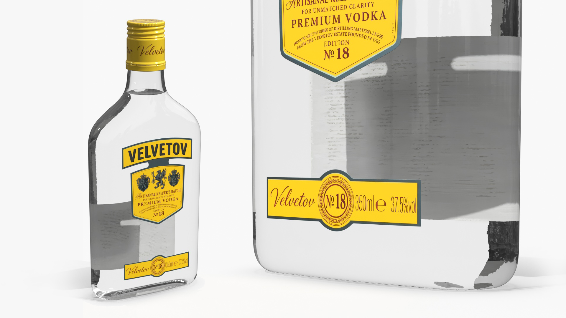 Alcohol Vodka Bottle Flat Shape 350ml, view 6