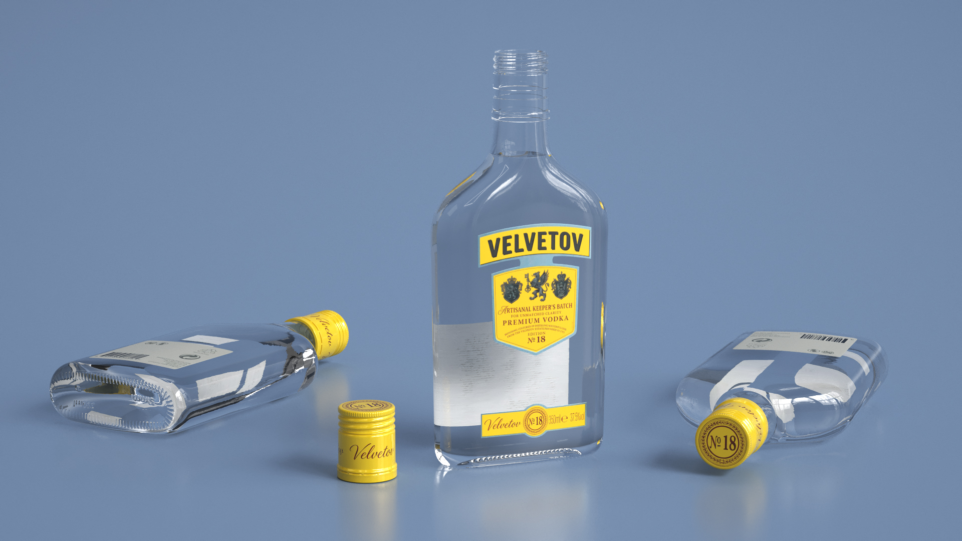Alcohol Vodka Bottle Flat Shape 350ml, view 4