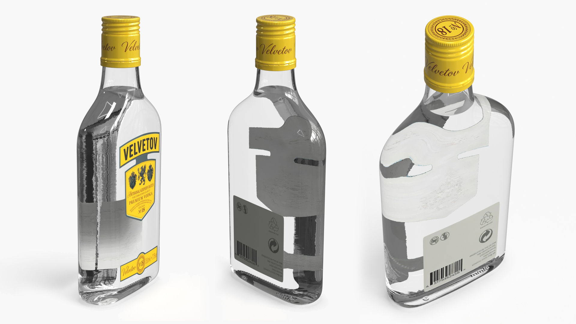 Alcohol Vodka Bottle Flat Shape 350ml, view 5