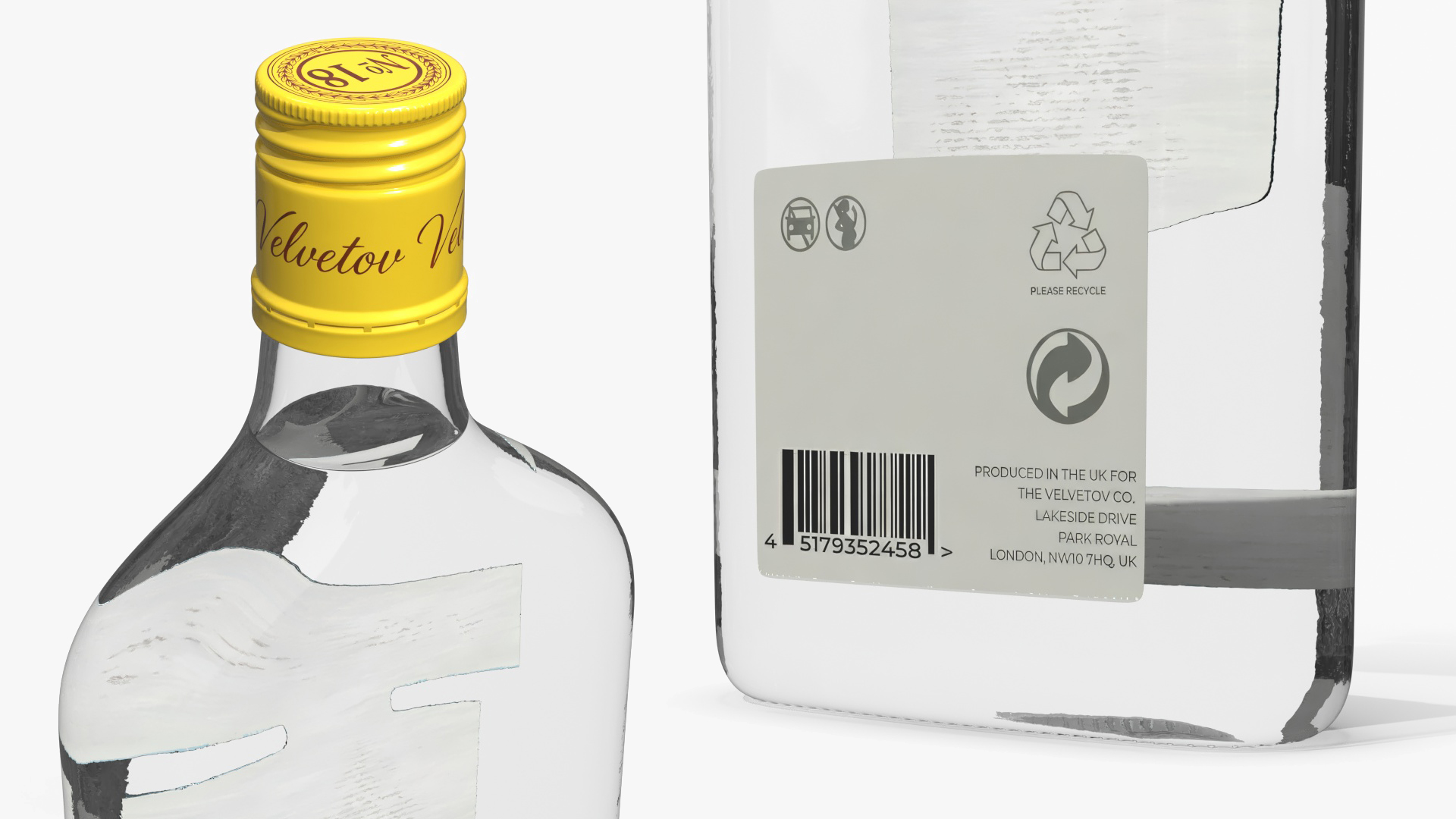 Alcohol Vodka Bottle Flat Shape 350ml, view 8