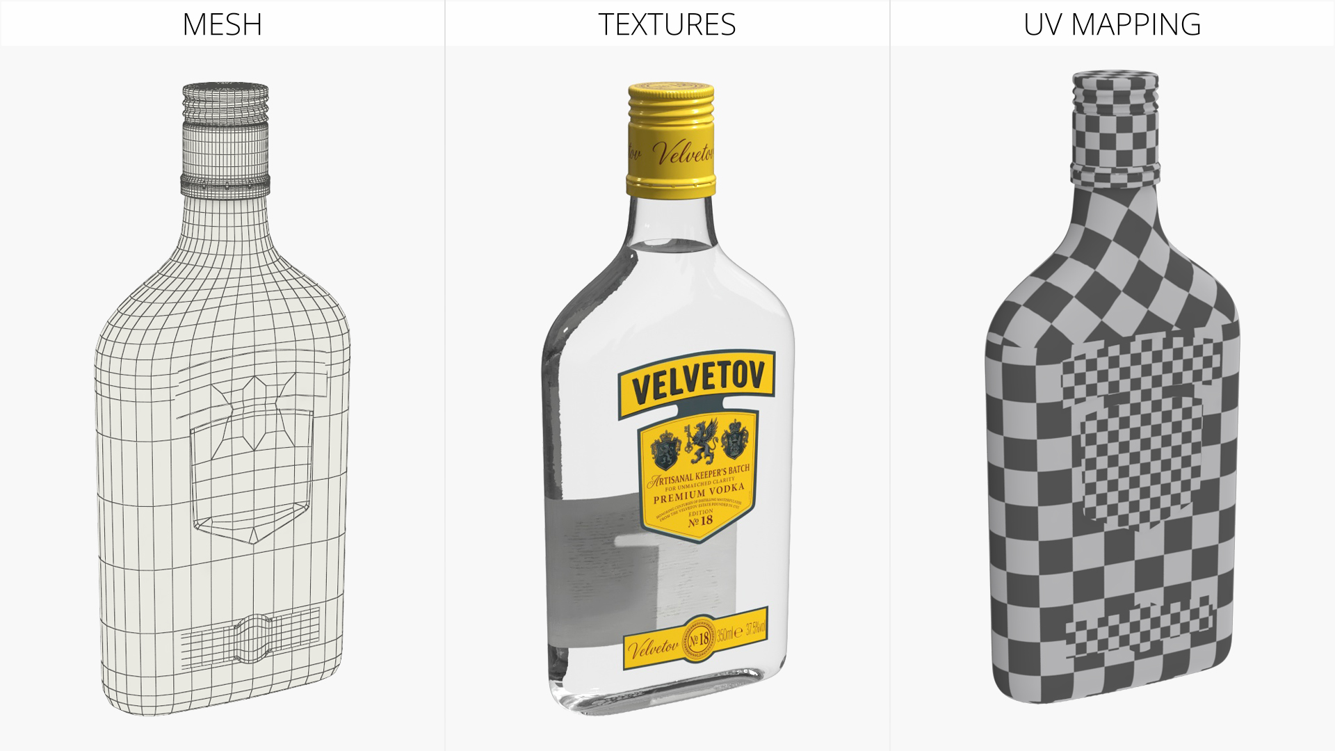 Alcohol Vodka Bottle Flat Shape 350ml, view 10