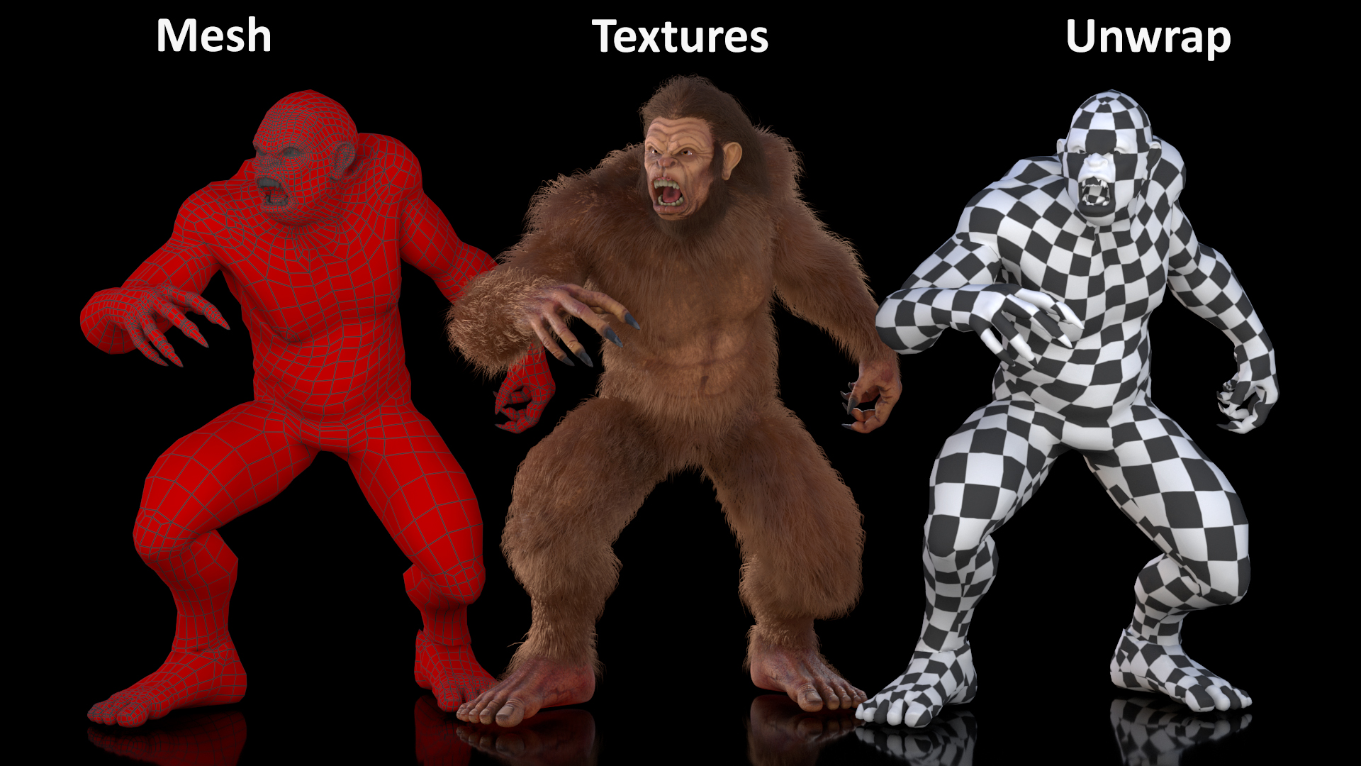 Aggressive Sasquatch Fur 3D model