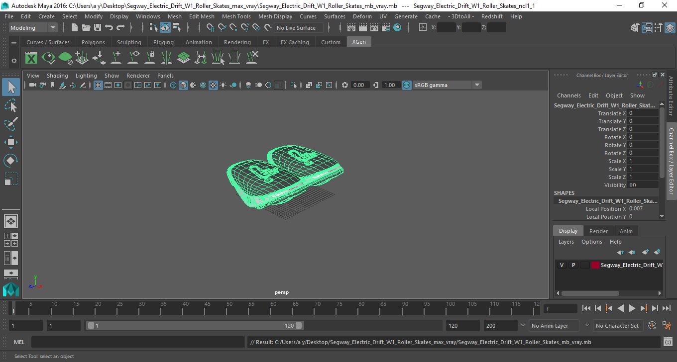 3D Segway Electric Drift W1 Roller Skates model