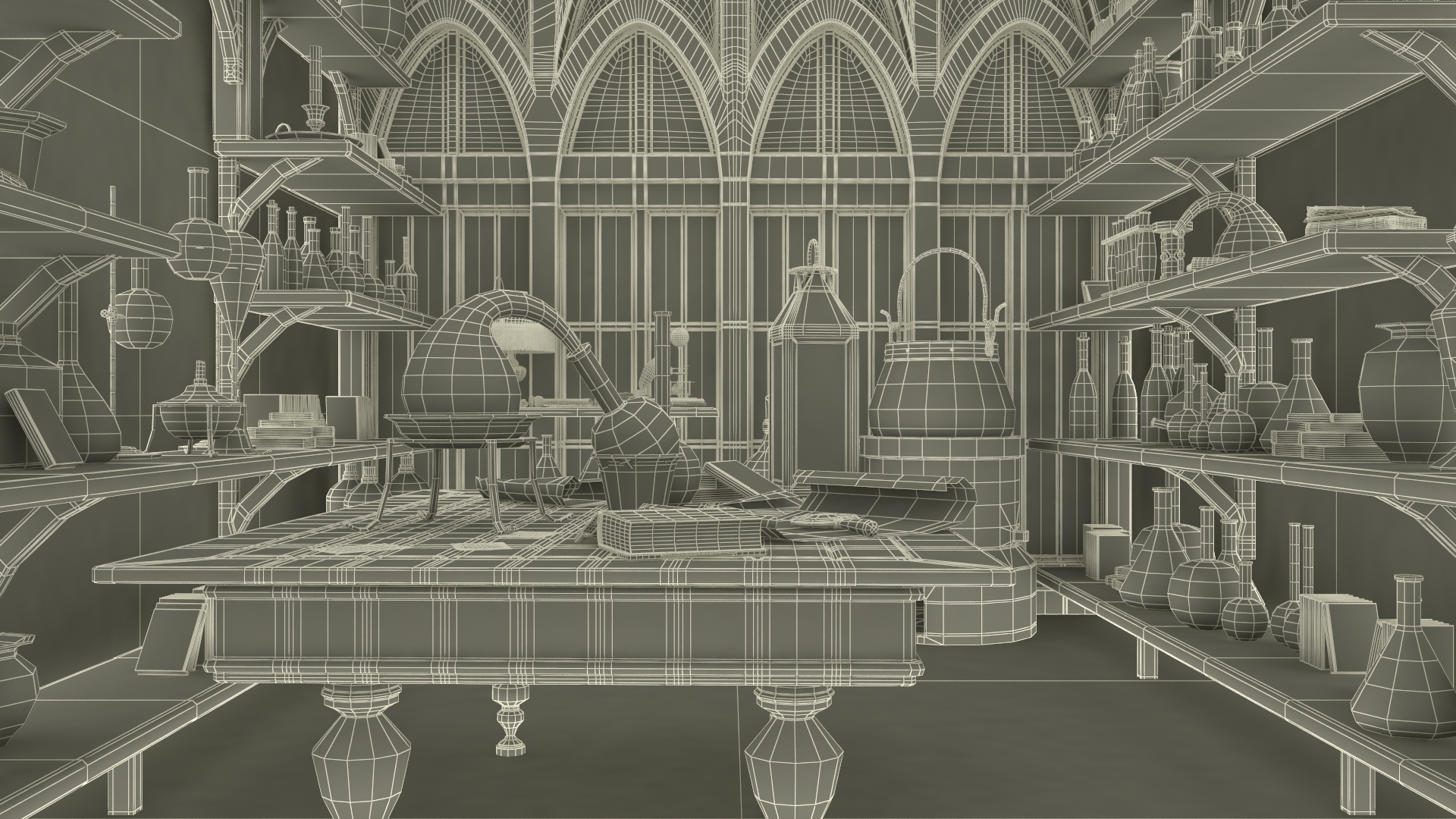 Medieval Alchemist Laboratory 3D model
