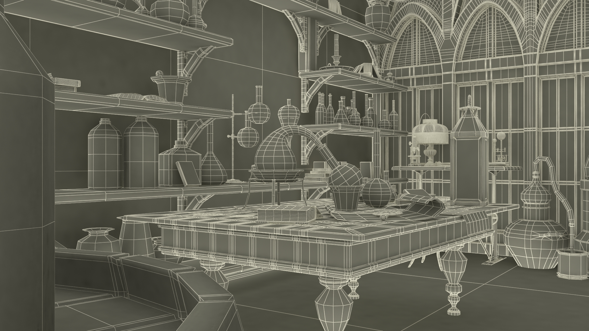 Medieval Alchemist Laboratory 3D model