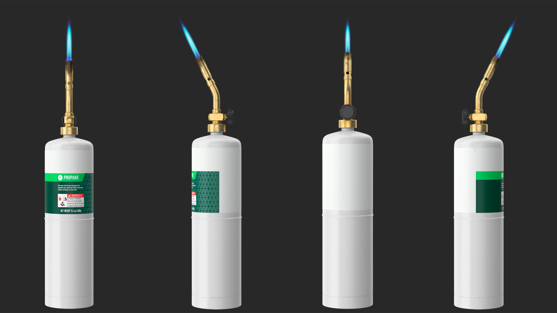 Handheld Propane Blowtorch with Flame 3D
